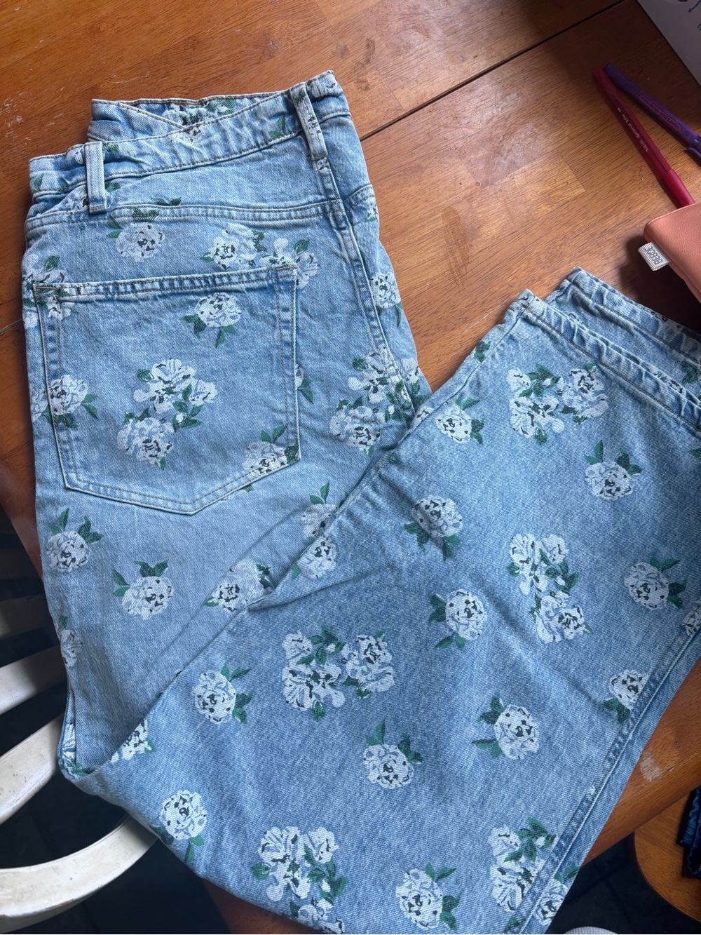 wild fable Light Blue Floral High Rise Jeans